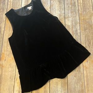 J.Crew Factory Shirt Size 0 Velvet Black Peplum Top Sleeveless